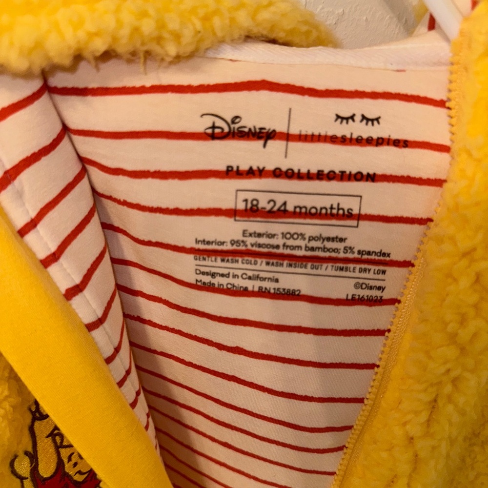 Disney Pooh Bear Little Sleepies Sherpa One Piece Outerwear 18-24 Romper - Picture 8 of 9